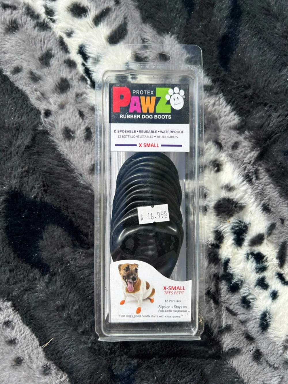 🔥3/$8 PAWZ Black Rubber Dog Boots X-Small